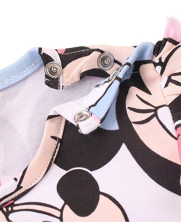 Babyhug Disney Interlock Cotton Knit Half Sleeves Onesie with Minnie Mouse Print - White