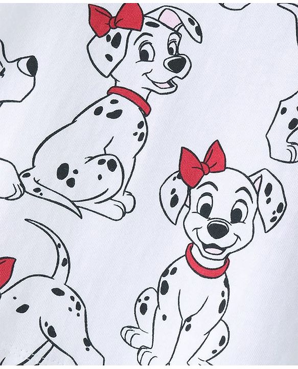 Babyhug Cotton Knit Frock with Half Sleeves T-Shirt & Headband Polka Dot & 101 Dalmatians Print - Red