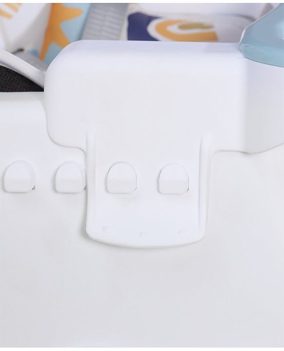 Babyhug 3 in 1 Comfy High Chair with Printed Cushion - White| High Chair, Feeding Chair & Booster Chair| Adjustable Double Food Tray| Removable PU Leather Seat| Safety Harness| Removable Footrest