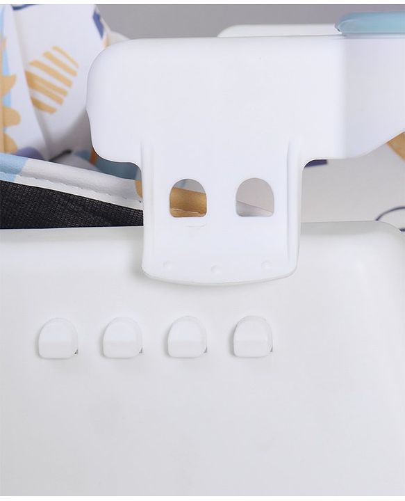 Babyhug 3 in 1 Comfy High Chair with Printed Cushion - White| High Chair, Feeding Chair & Booster Chair| Adjustable Double Food Tray| Removable PU Leather Seat| Safety Harness| Removable Footrest
