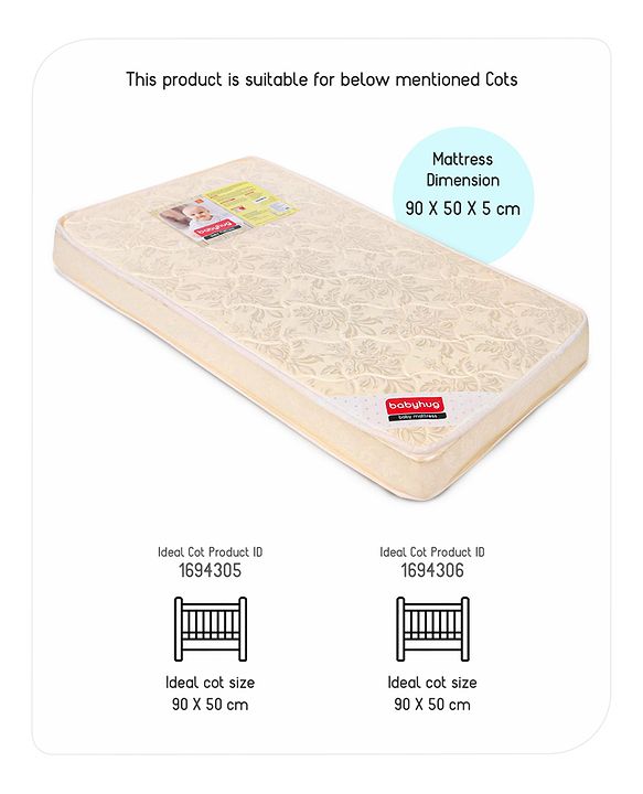 Babyhug High Density Soft Foam Baby Mattress Floral Print - Off White
