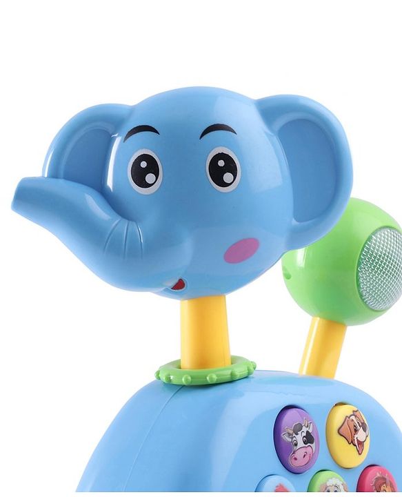 Babyhug Musical Light & Sound Elephant Piano with 5 Modes of Animal Sound - Blue