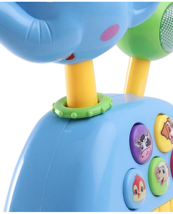 Babyhug Musical Light & Sound Elephant Piano with 5 Modes of Animal Sound - Blue