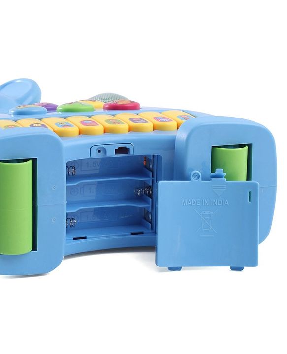 Babyhug Musical Light & Sound Elephant Piano with 5 Modes of Animal Sound - Blue