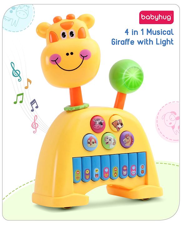 Babyhug Musical Light & Sound Elephant Piano with 5 Modes of Animal Sound - Blue
