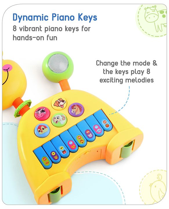 Babyhug Musical Light & Sound Elephant Piano with 5 Modes of Animal Sound - Blue