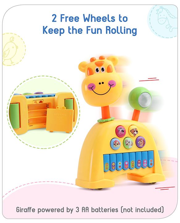 Babyhug Musical Light & Sound Elephant Piano with 5 Modes of Animal Sound - Blue