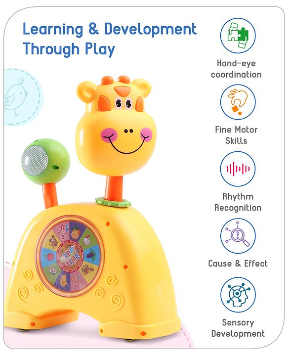 Babyhug Musical Light & Sound Elephant Piano with 5 Modes of Animal Sound - Blue