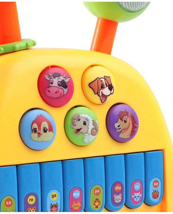 Babyhug Musical Light & Sound Elephant Piano with 5 Modes of Animal Sound - Blue