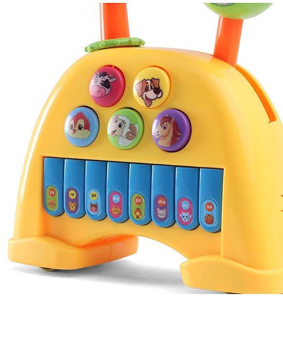 Babyhug Musical Light & Sound Elephant Piano with 5 Modes of Animal Sound - Blue