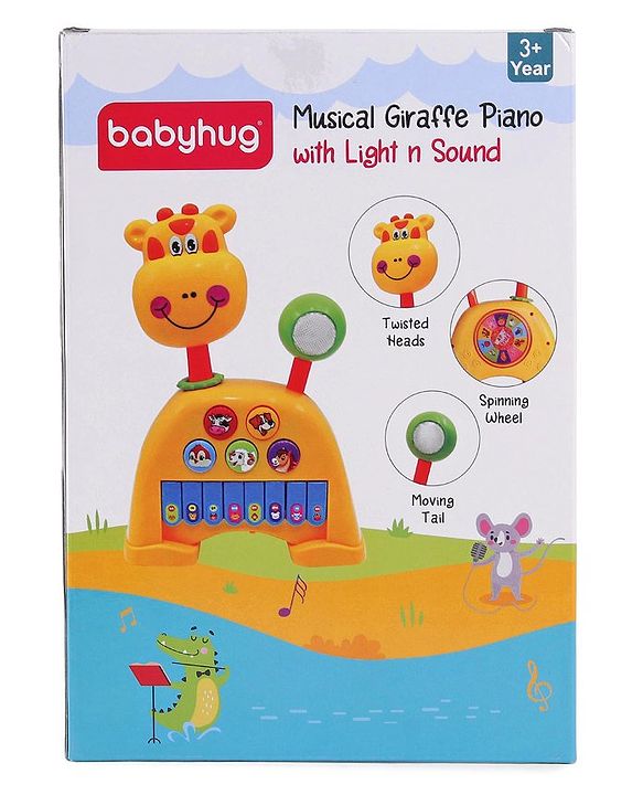 Babyhug Musical Light & Sound Elephant Piano with 5 Modes of Animal Sound - Blue