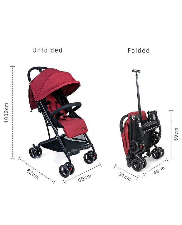 Babyhug Easy Travel Cabin Stroller With Z-Fold & Trolley Handle - Grey| Air Cabin Friendly| Swivel Wheel with Lock| Rear Wheels with Brake| Adjustable Leg Rest| Adjustable Canopy| Reclining Backrest