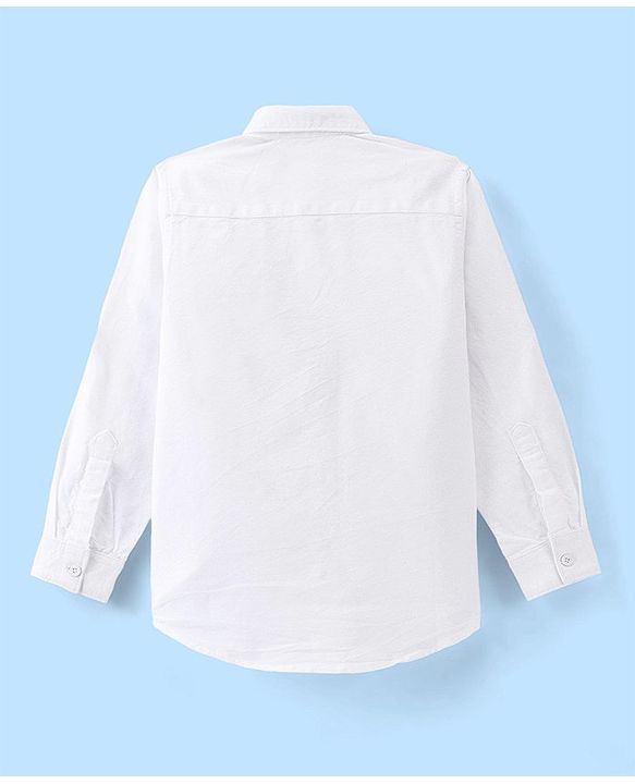 Pine Kids Cotton Woven Half Sleeves Solid Colour - White