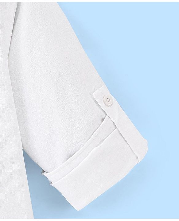 Pine Kids Cotton Woven Half Sleeves Solid Colour - White
