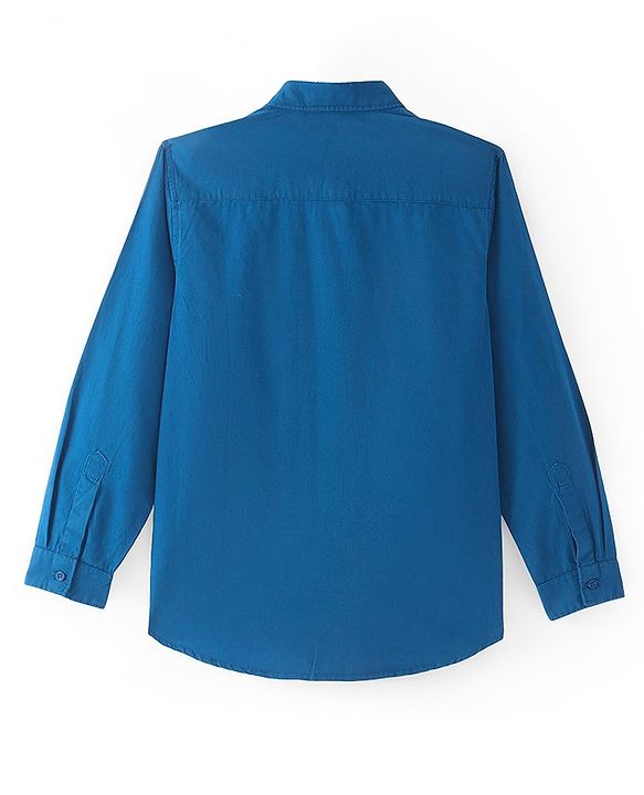 Pine Kids Cotton Woven Full Sleeves Solid Shirt - Blue