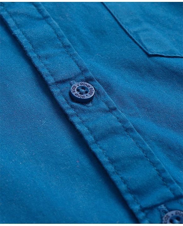Pine Kids Cotton Woven Full Sleeves Solid Shirt - Blue