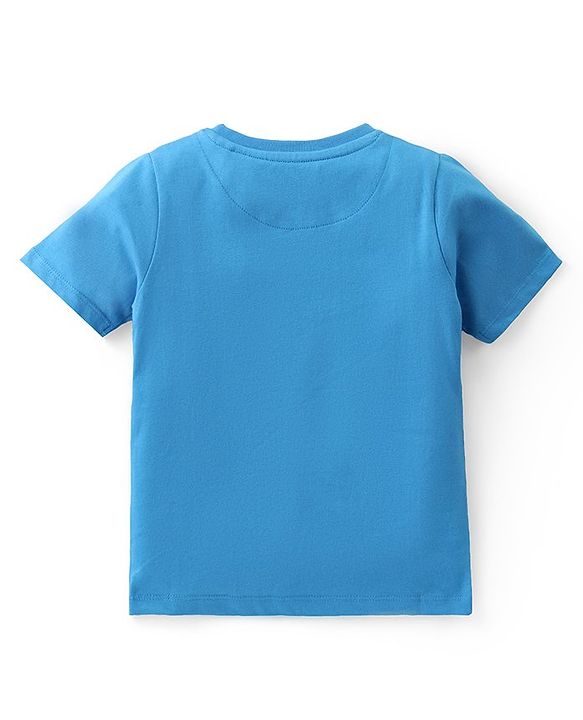 Babyhug Single Jersey Knit Half Sleeves Night Suit Animal Print - Blue