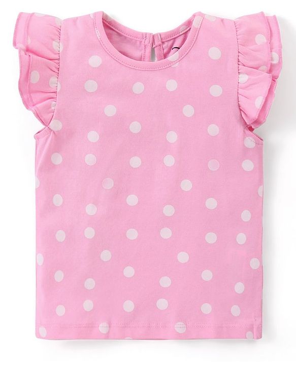 Babyhug Disney 100% Cotton Knit Dungaree With Frill Sleeves Top Minnie Mouse Print - Pink