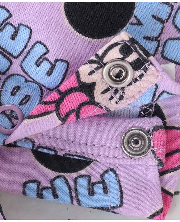 Babyhug Disney 100% Cotton Knit Dungaree With Frill Sleeves Top Minnie Mouse Print - Pink