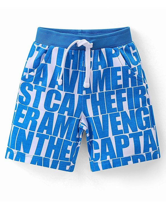 Babyhug Marvel Cotton Knit Shorts With Avengers Graphics Pack Of 2 - Blue