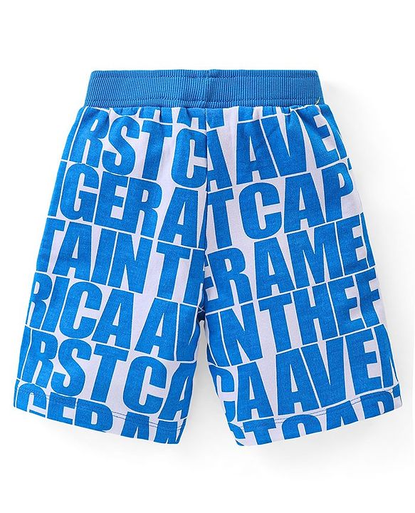 Babyhug Marvel Cotton Knit Shorts With Avengers Graphics Pack Of 2 - Blue