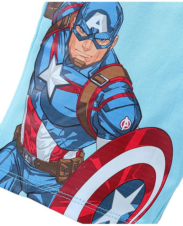 Babyhug Marvel Cotton Knit Shorts With Avengers Graphics Pack Of 2 - Blue