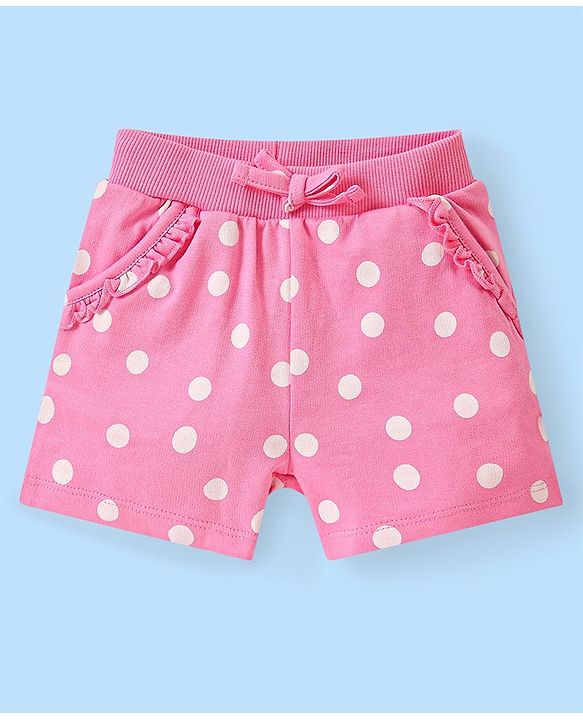 Babyhug Disney Single Jersey Knit  Sleeveless Top &  Shorts Set with Polka Dots & Minnie Mouse Graphics - White & Pink