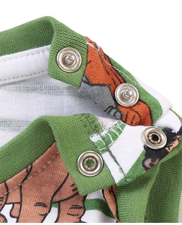 Babyhug Disney Single Jersey Knit Sleeveless T-Shirt And Shorts Set With Jungle Book Print - Green & White
