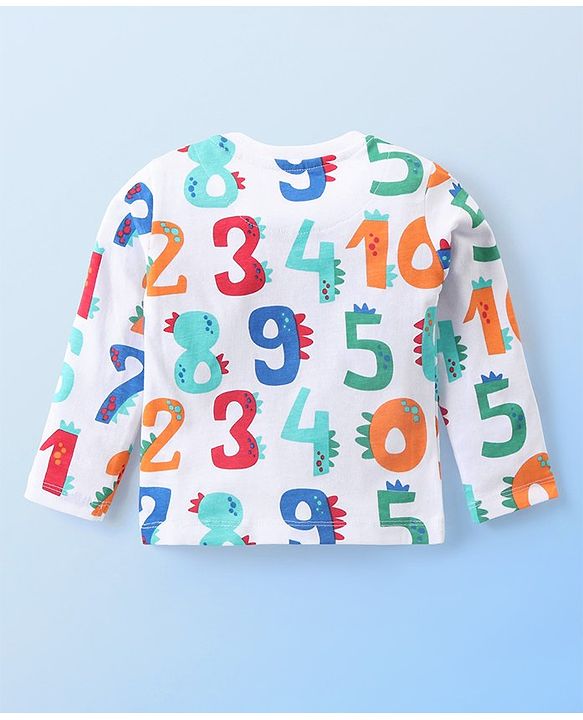 Babyhug Cotton Knit Full Sleeves Night Suit With Numbers Print - White