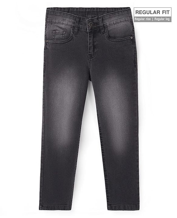 Pine Kids Denim Woven Full Length Solid Color Jeans - Black