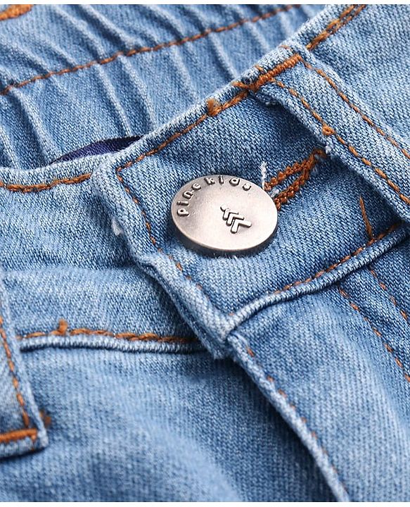 Pine Kids Woven Full Length Solid Denim Jeans - Light Blue