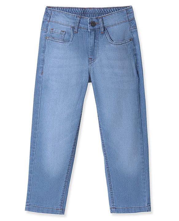 Pine Kids Woven Full Length Solid Denim Jeans - Light Blue