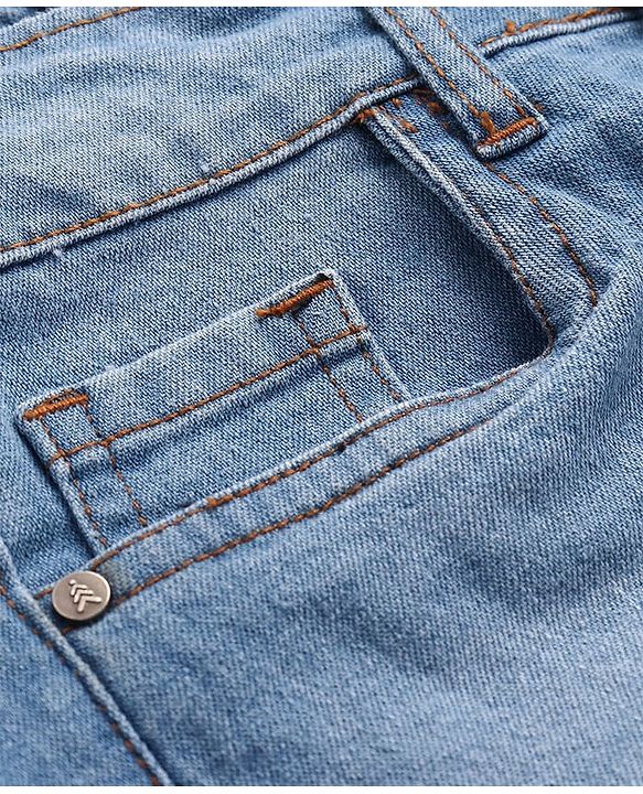 Pine Kids Woven Full Length Solid Denim Jeans - Light Blue