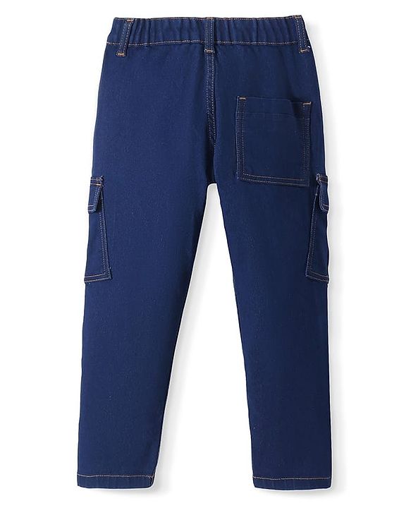 Pine Kids Denim Woven Full Length Washed Jeans with Pockets  - Navy Blue