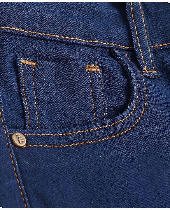 Pine Kids Denim Woven Full Length Washed Jeans with Pockets  - Navy Blue