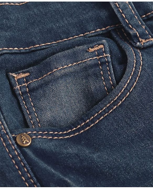 Pine Kids Woven Full Length Solid Denim Jeans - Navy Blue