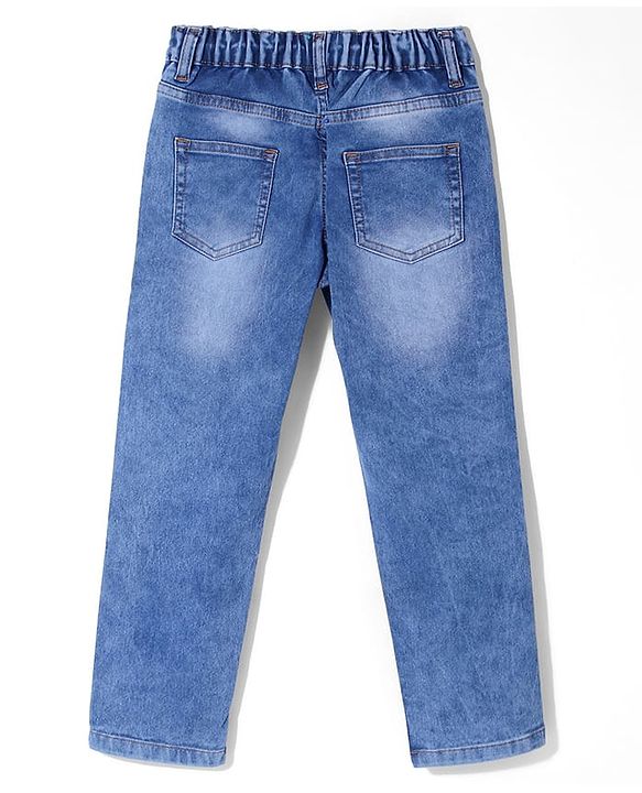 Pine Kids Woven  Full Length Denim Washed Jeans - Blue