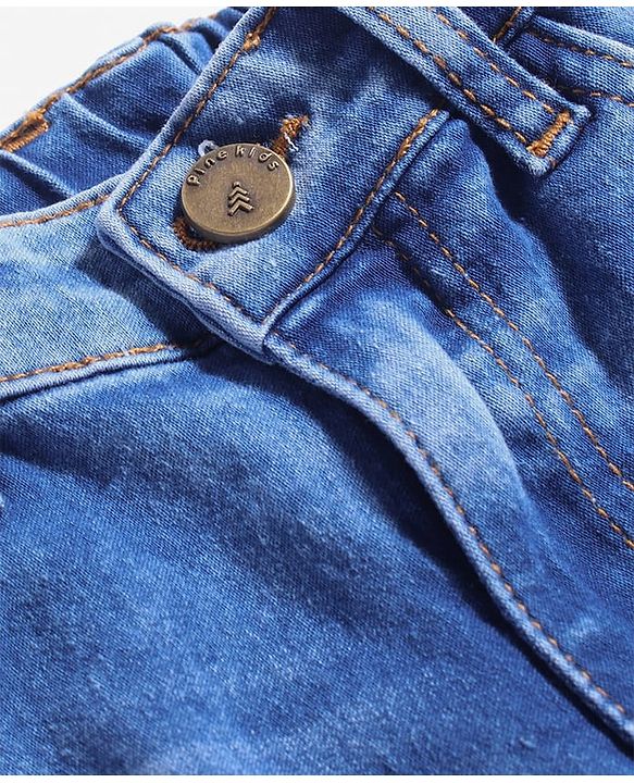 Pine Kids Woven  Full Length Denim Washed Jeans - Blue