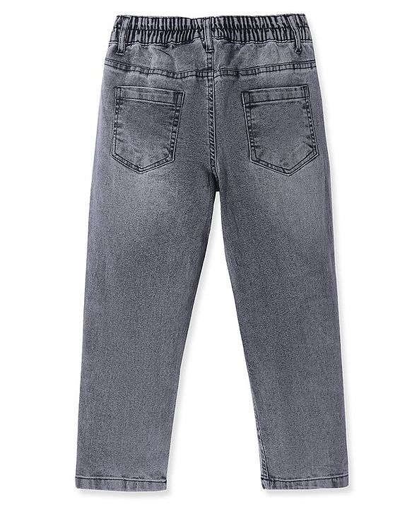 Pine Kids Woven Full Length Solid Denim Jeans - Grey