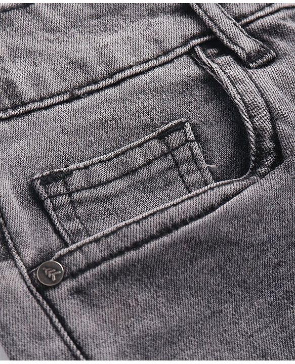 Pine Kids Woven Full Length Solid Denim Jeans - Grey