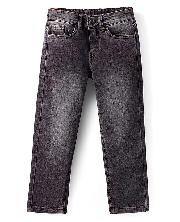 Pine Kids Denim Woven Full Length Washed Jeans - Black