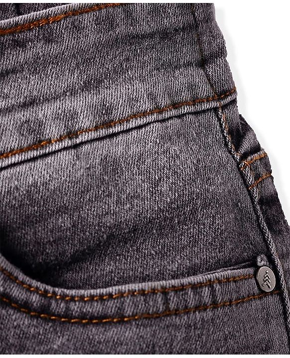Pine Kids Denim Woven Full Length Washed Jeans - Black