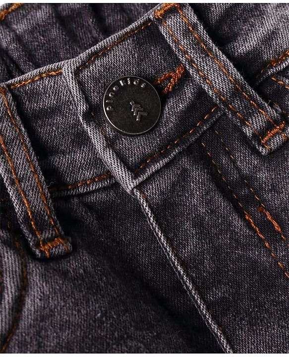 Pine Kids Denim Woven Full Length Washed Jeans - Black
