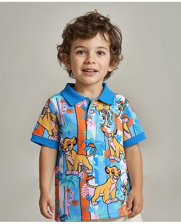 Babyhug Disney Cotton Knit Half Sleeves T-Shirt with The Lion King Graphics - Multicolour