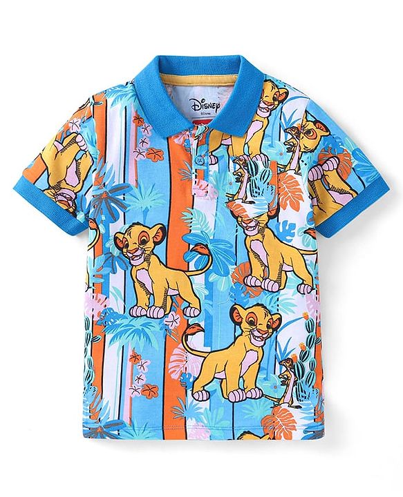 Babyhug Disney Cotton Knit Half Sleeves T-Shirt with The Lion King Graphics - Multicolour