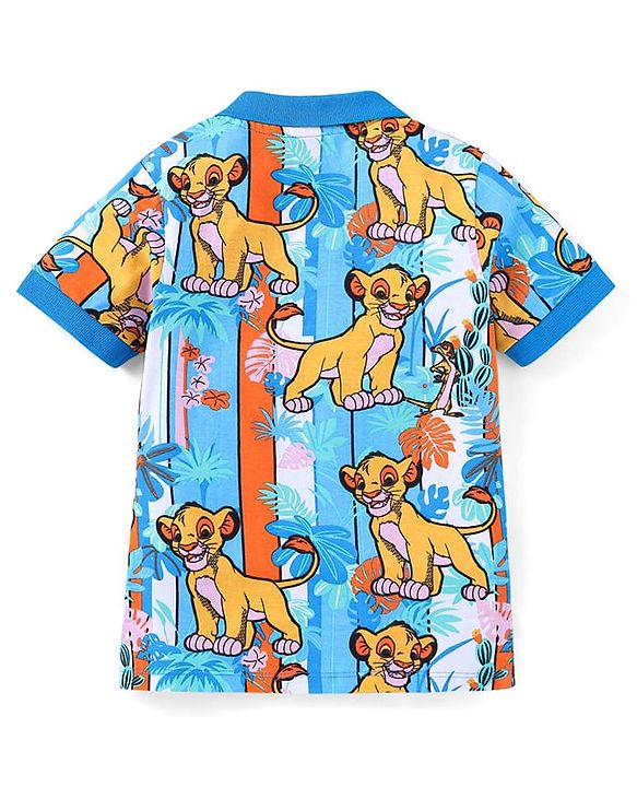 Babyhug Disney Cotton Knit Half Sleeves T-Shirt with The Lion King Graphics - Multicolour