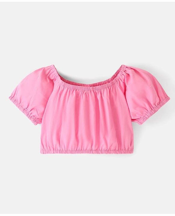 Babyhug Poplin Woven Half Sleeves  Top & Skirt Set with Floral Print - Pink & White