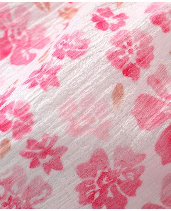 Babyhug Poplin Woven Half Sleeves  Top & Skirt Set with Floral Print - Pink & White