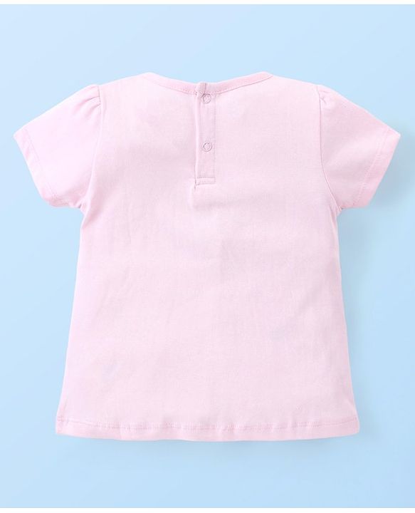 Babyhug Disney Single Jersey Knit Half Sleeves Night Suit With Foil Print & Minnie Mouse Graphics - Pink
