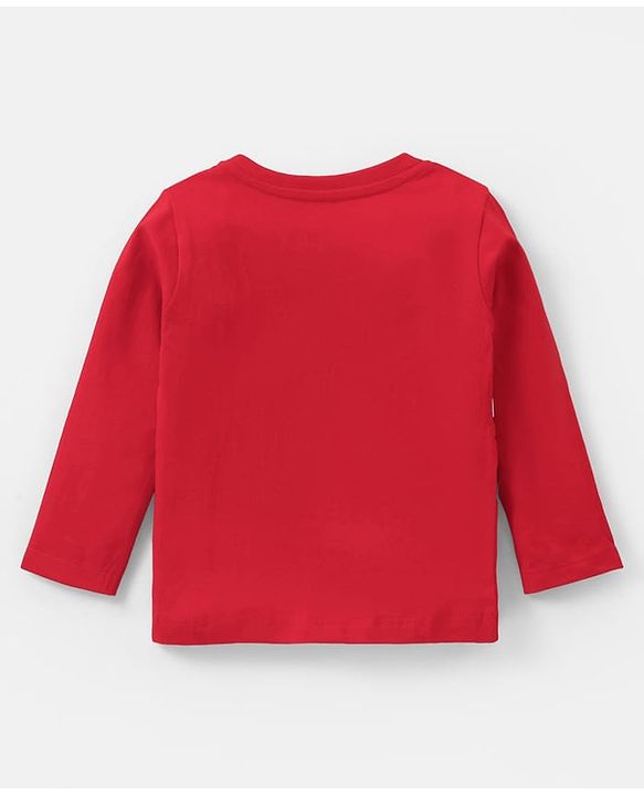 Babyhug Disney Single Jersey Knit  Full Sleeve Night Suit with Mickey Mouse Graphics - Red
